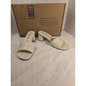Calvin Klein‎ Ulaka Heeled Sandal Womens Size 6.5 Ivory Retails $110